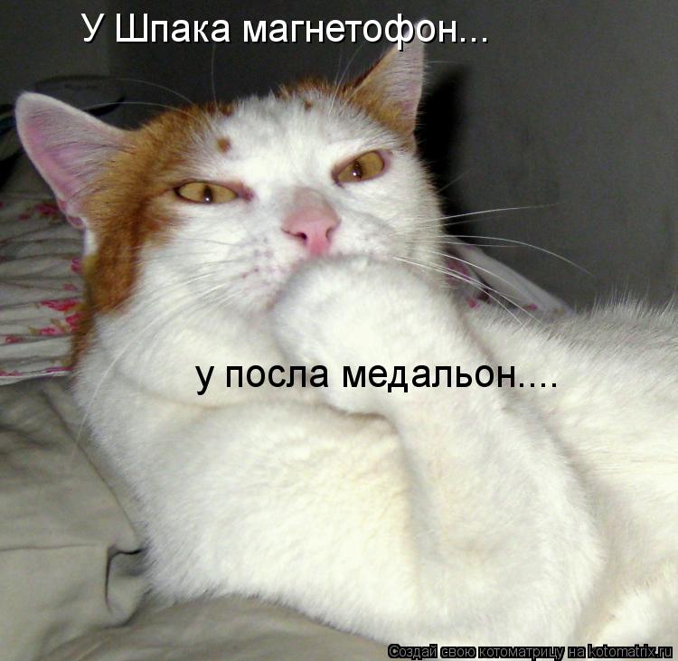 У Шпака магнетофон... у посла медальон....... Котоматрица: У Шпака магнетофон... у посла медальон....