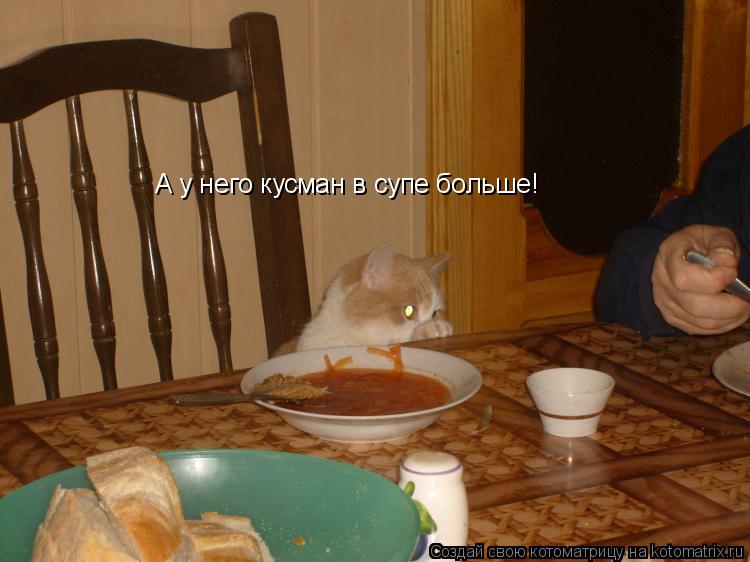 А у него кусман в супе больше!... Котоматрица: А у него кусман в супе больше!