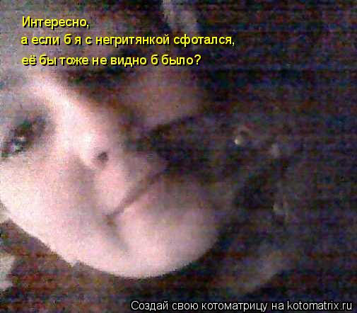 Котоматрица: Интересно, а если б я с негритянкой сфотался, её бы тоже не видно б было?
