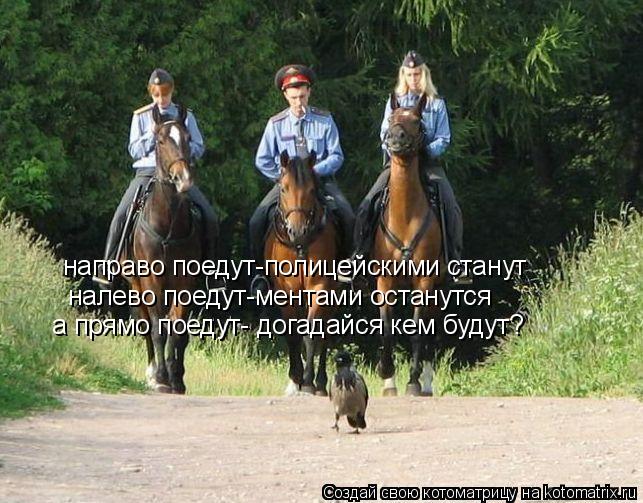 Котоматрица: направо поедут-полицейскими станут налево поедут-ментами останутся а прямо поедут- догадайся кем будут?