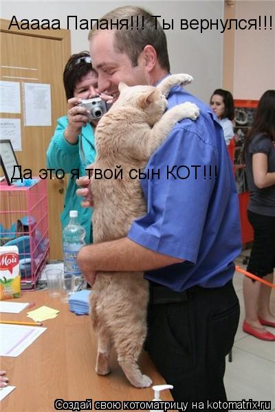 Ааааа Папаня!!! Ты вернулся!!! Да это я твой сын КОТ!!!... Котоматрица: Ааааа Папаня!!! Ты вернулся!!! Да это я твой сын КОТ!!!