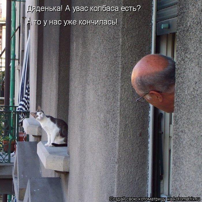 Дяденька! А увас колбаса есть? А то у нас уже кончилась!... Котоматрица: Дяденька! А увас колбаса есть? А то у нас уже кончилась!