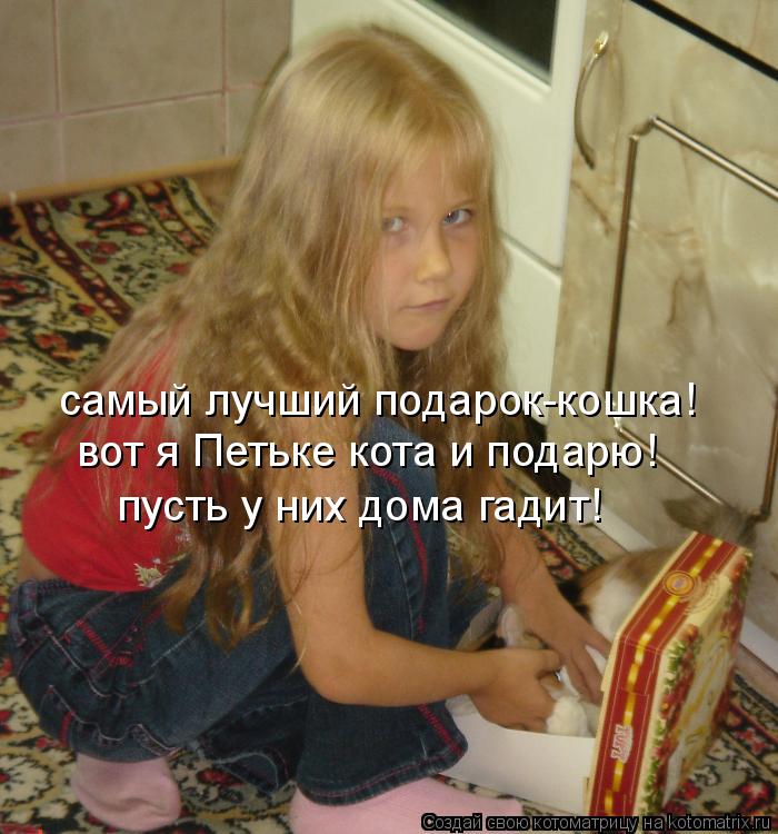 самый лучший подарок-кошка! вот я Петьке кота и подарю! пусть у них дома гадит!... Котоматрица: самый лучший подарок-кошка! вот я Петьке кота и подарю! пусть у них дома гадит!