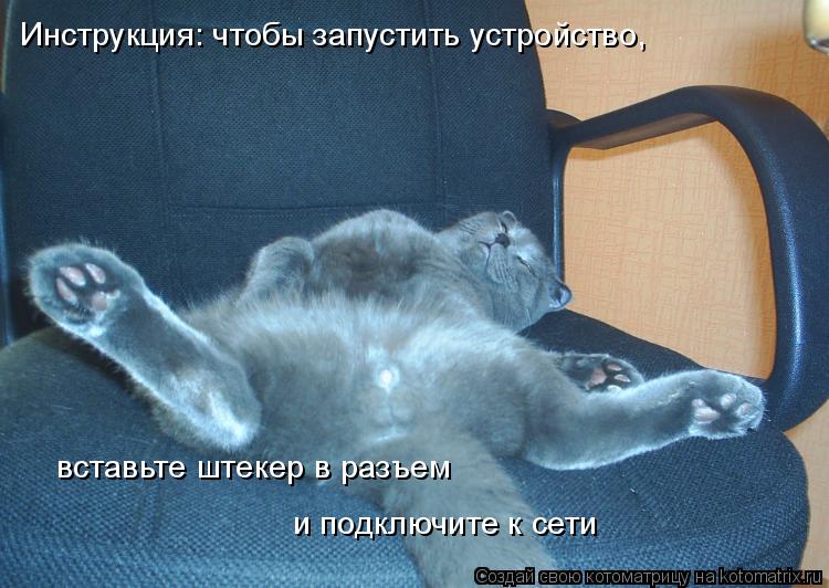 Инструкция: чтобы запустить устройство, вставьте штекер в разъем и подключите к сети... Котоматрица: Инструкция: чтобы запустить устройство, вставьте штекер в разъем и подключите к сети