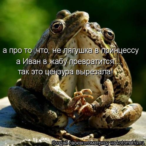 а про то ,что, не лягушка в принцессу а Иван в жабу превратится.... так это цензура вырезала!... Котоматрица: а про то ,что, не лягушка в принцессу а Иван в жабу превратится.... так это цензура вырезала!