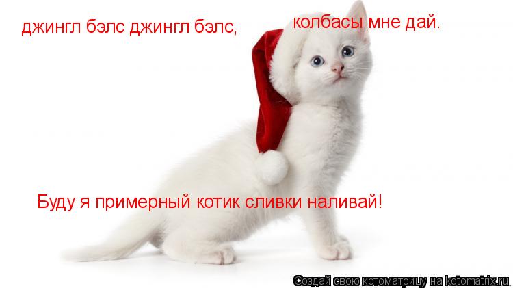 джингл бэлс джингл бэлс, колбасы мне дай. Буду я примерный котик сливки наливай!... Котоматрица: джингл бэлс джингл бэлс, колбасы мне дай. Буду я примерный котик сливки наливай!