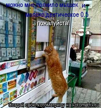 можно мне полкило мышек молоко,деетическое 0,5 пожалуйста! и... Котоматрица: можно мне полкило мышек молоко,деетическое 0,5 пожалуйста! и