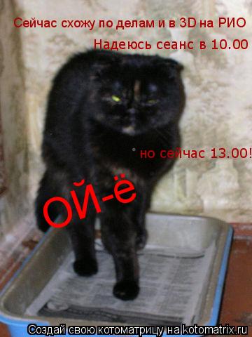 Котоматрица: Сейчас схожу по делам и в 3D на РИО но сейчас 13.00! Надеюсь сеанс в 10.00 ОЙ-ё
