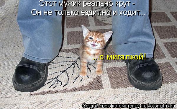 Этот мужик реально крут - Он не только ездит,но и ходит... ...с мигалкой!... Котоматрица: Этот мужик реально крут - Он не только ездит,но и ходит... ...с мигалкой!