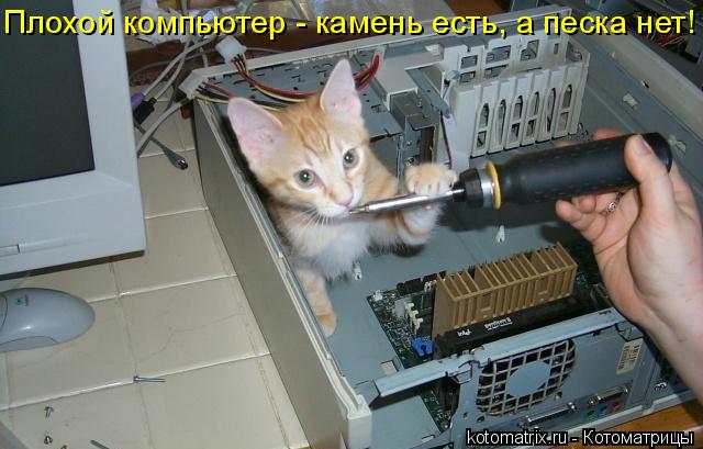 Плохой компьютер - камень есть, а песка нет!... Котоматрица: Плохой компьютер - камень есть, а песка нет!