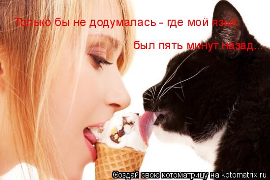 Только бы не додумалась - где мой язык был пять минут назад... был пять минут назад...... Котоматрица: Только бы не додумалась - где мой язык был пять минут назад... был пять минут назад...