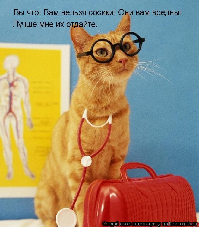 Вы что! Вам нельзя сосики! Они вам вредны! Лучше мне их отдайте.... Котоматрица: Вы что! Вам нельзя сосики! Они вам вредны! Лучше мне их отдайте.