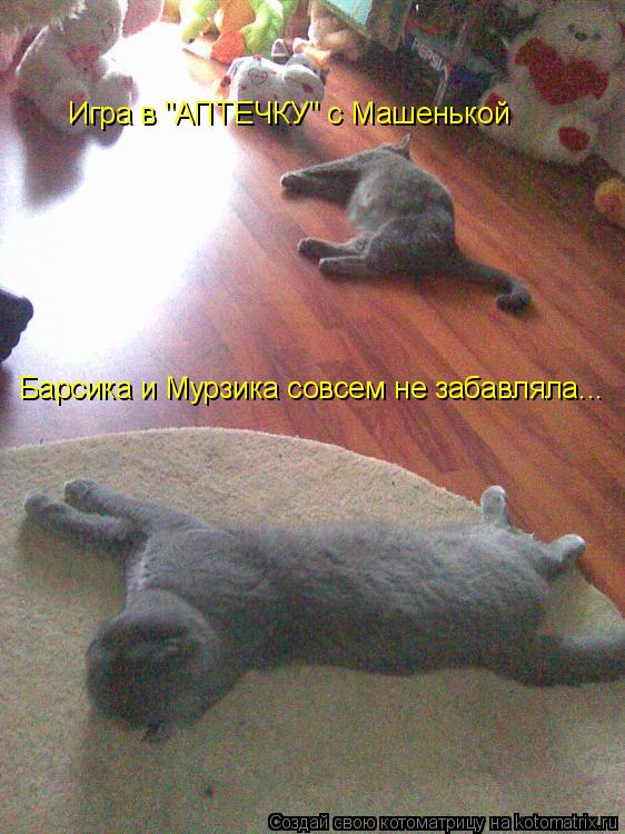 Игра в "АПТЕЧКУ" с Машенькой Барсика и Мурзика совсем не забавляла...... Котоматрица: Игра в "АПТЕЧКУ" с Машенькой Барсика и Мурзика совсем не забавляла...