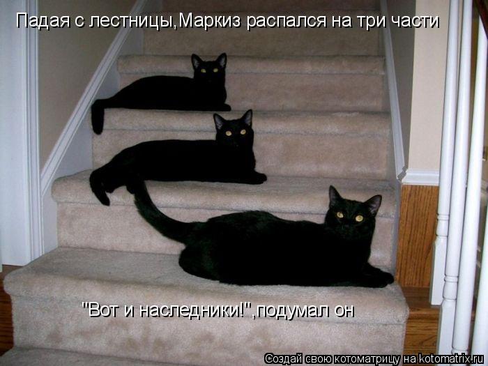 Котоматрица: Падая с лестницы,Маркиз распался на три части "Вот и наследники!",подумал он