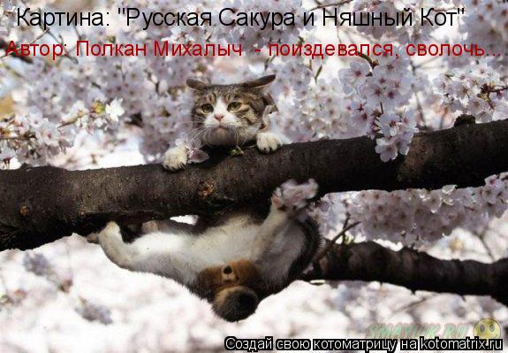 Котоматрица: Картина: "Русская Сакура и Няшный Кот" Автор: Полкан Михалыч  - поиздевался, сволочь...