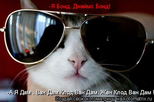 -А Я Дам . Ван Дам.Клод Ван Дам. Жан Клод Ван Дам ! -Я Бонд. Джеймс Бонд! -Я Бонд. Джеймс Бонд!... Котоматрица: -А Я Дам . Ван Дам.Клод Ван Дам. Жан Клод Ван Дам ! -Я Бонд. Джеймс Бонд! -Я Бонд. Джеймс Бонд!