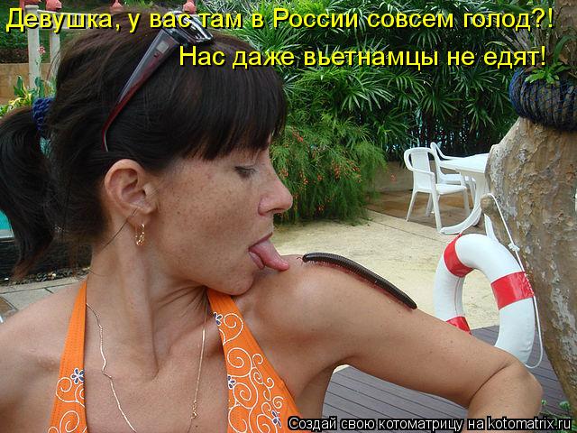 Девушка, у вас там в России совсем голод?! Нас даже вьетнамцы не едят!... Котоматрица: Девушка, у вас там в России совсем голод?! Нас даже вьетнамцы не едят!