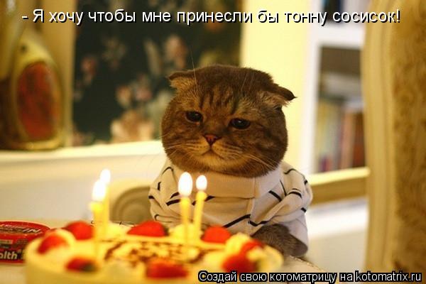 - Я хочу чтобы мне принесли бы тонну сосисок!... Котоматрица: - Я хочу чтобы мне принесли бы тонну сосисок!