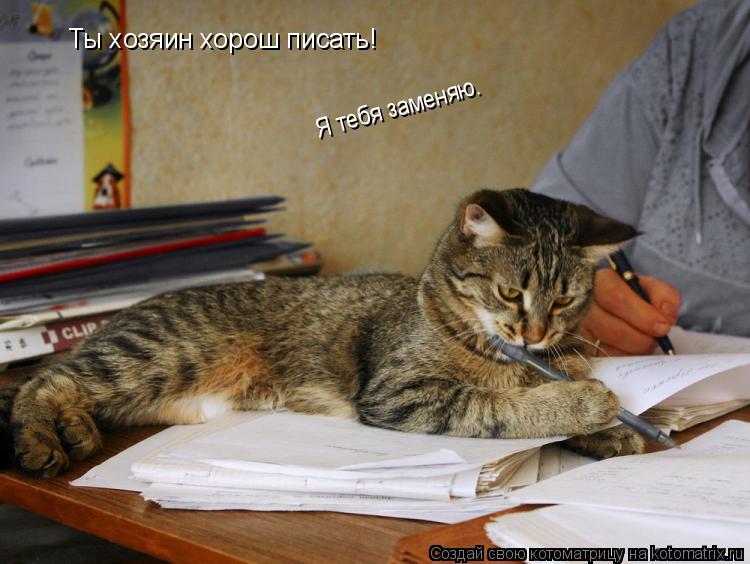 Котоматрица: Ты хозяин хорош писать! Я тебя заменяю.