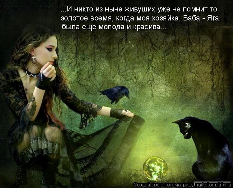 ...И никто из ныне живущих уже не помнит то была еще молода и красива... золотое время, когда моя хоз... Котоматрица: ...И никто из ныне живущих уже не помнит то была еще молода и красива... золотое время, когда моя хозяйка, Баба - Яга,