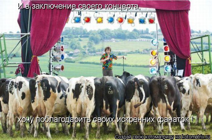 Котоматрица: И в заключение своего концерта, хочу поблагодарить своих искренних фанаток !