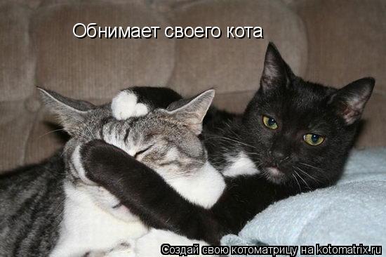 Обнимает своего кота... Котоматрица: Обнимает своего кота