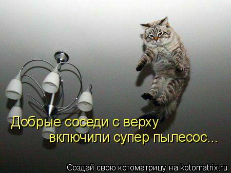 Котоматрица: Добрые соседи с верху включили супер пылесос...