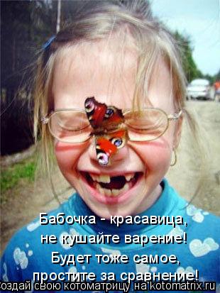 Котоматрица: Бабочка - красавица, не кушайте варение! Будет тоже самое, простите за сравнение!