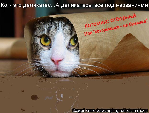 Кот- это деликатес...А деликатесы все под названиями! Котомикс отборный Или "котормашка - не бумажка"... Котоматрица: Кот- это деликатес...А деликатесы все под названиями! Котомикс отборный Или "котормашка - не бумажка"