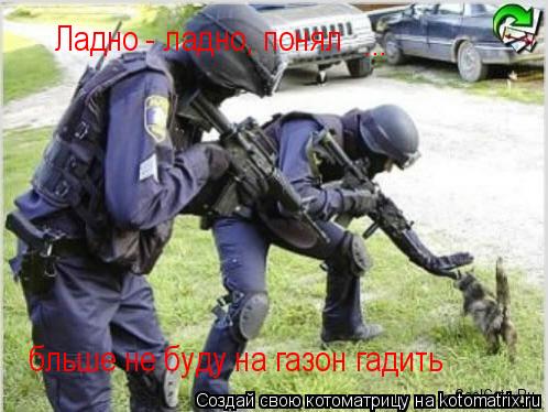 Котоматрица: Ладно - ладно, понял ... бльше не буду на газон гадить