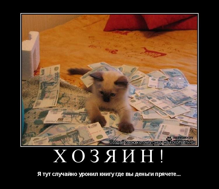 Хозяин! Я тут случайно уронил книгу где вы деньги прячете...... Котоматрица: Хозяин! Я тут случайно уронил книгу где вы деньги прячете...