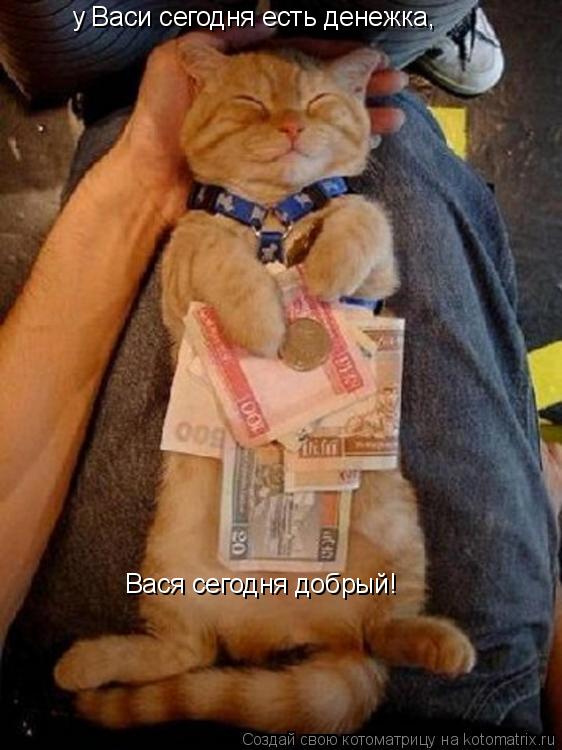 Котоматрица: у Васи сегодня есть денежка, Вася сегодня добрый!
