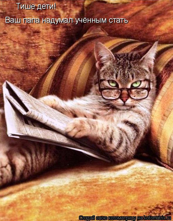 Котоматрица: Тише дети! Ваш папа надумал учённым стать