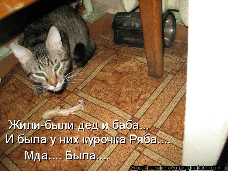 Жили-были дед и баба... И была у них курочка Ряба.... Мда.... Была....... Котоматрица: Жили-были дед и баба... И была у них курочка Ряба.... Мда.... Была....