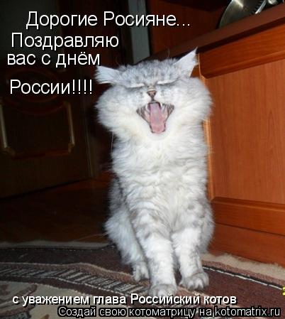 Дорогие Росияне... Поздравляю вас с днём России!!!! с уважением глава Российский котов... Котоматрица: Дорогие Росияне... Поздравляю вас с днём России!!!! с уважением глава Российский котов