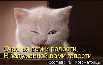 Счастья вам и радости, В задуманной вами гадости... Котоматрица: Счастья вам и радости, В задуманной вами гадости