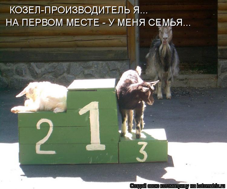 Котоматрица: КОЗЕЛ-ПРОИЗВОДИТЕЛЬ Я... НА ПЕРВОМ МЕСТЕ - У МЕНЯ СЕМЬЯ...