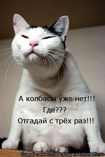 Котоматрица: А колбасы уже нет!!! Где??? Отгадай с трёх раз!!!