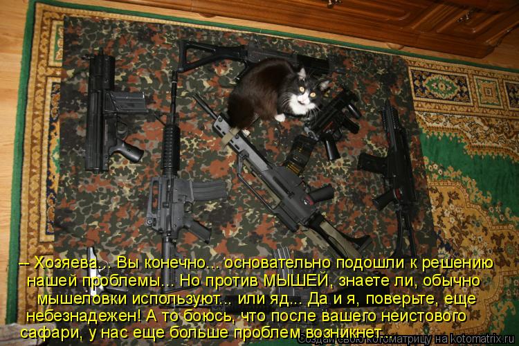 -- Хозяева... Вы конечно... основательно подошли к решению нашей проблемы... Но против МЫШЕЙ, знаете ... Котоматрица: -- Хозяева... Вы конечно... основательно подошли к решению нашей проблемы... Но против МЫШЕЙ, знаете ли, обычно мышеловки используют... или яд... Д