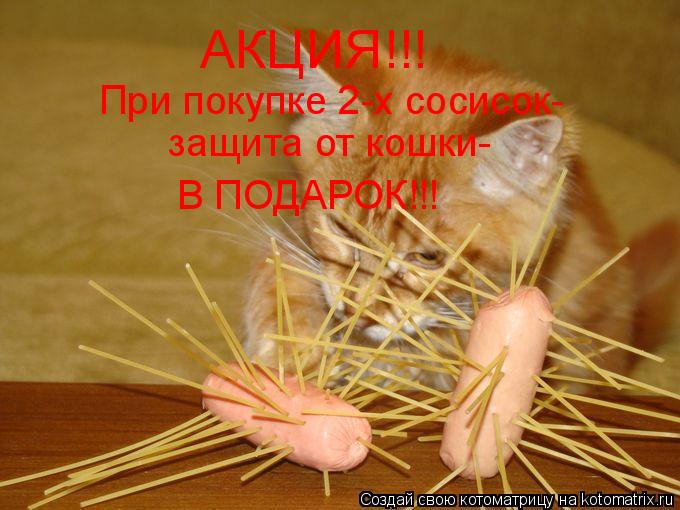 АКЦИЯ!!! При покупке 2-х сосисок- защита от кошки- В ПОДАРОК!!!... Котоматрица: АКЦИЯ!!! При покупке 2-х сосисок- защита от кошки- В ПОДАРОК!!!