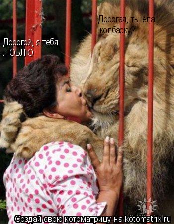 Дорогой, я тебя ЛЮБЛЮ Дорогая, ты ела колбаску?!... Котоматрица: Дорогой, я тебя ЛЮБЛЮ Дорогая, ты ела колбаску?!