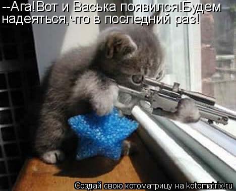--Ага!Вот и Васька появился!Будем надеяться,что в последний раз!... Котоматрица: --Ага!Вот и Васька появился!Будем надеяться,что в последний раз!