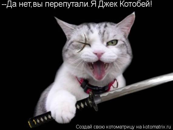 --Да нет,вы перепутали.Я Джек Котобей!... Котоматрица: --Да нет,вы перепутали.Я Джек Котобей!