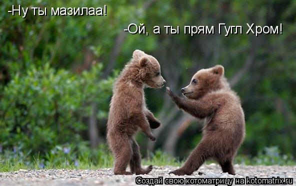 -Ну ты мазилаа! -Ой, а ты прям Гугл Хром!... Котоматрица: -Ну ты мазилаа! -Ой, а ты прям Гугл Хром!