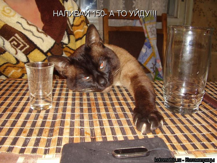 НАЛИВАЙ 150- А ТО УЙДУ!!!... Котоматрица: НАЛИВАЙ 150- А ТО УЙДУ!!!