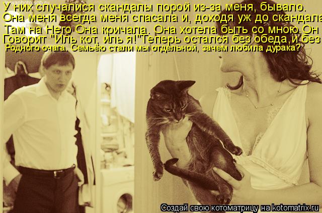 У них случалися скандалы порой из-за меня, бывало. Она меня всегда меня спасала и, доходя уж до сканд... Котоматрица: У них случалися скандалы порой из-за меня, бывало. Она меня всегда меня спасала и, доходя уж до скандала Там на Него Она кричала. Она хотела б