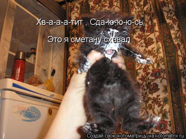 Хв-а-а-а-тит , Сда-ю-ю-ю-сь, Это я сметану схавал... Котоматрица: Хв-а-а-а-тит , Сда-ю-ю-ю-сь, Это я сметану схавал