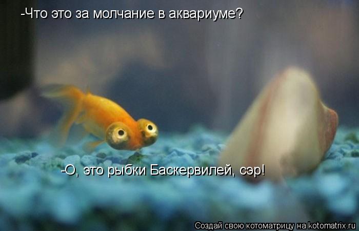 -Что это за молчание в аквариуме? -О, это рыбки Баскервилей, сэр!... Котоматрица: -Что это за молчание в аквариуме? -О, это рыбки Баскервилей, сэр!