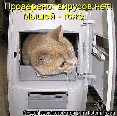 Котоматрица: Проверено: вирусов нет!  Мышей - тоже!