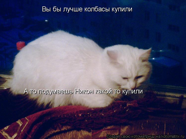 Вы бы лучше колбасы купили А то подумаешь Никон какой то купили... Котоматрица: Вы бы лучше колбасы купили А то подумаешь Никон какой то купили